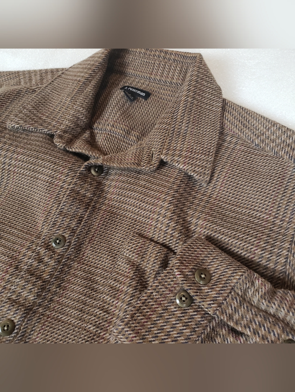 Vintage J Peterman Men's Large Plaid Shirt Heavyweight Cotton Office Work Party